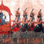 Sri Krishna e os cinco irmãos Pandavas, personagens do épico indiano Mahabharata